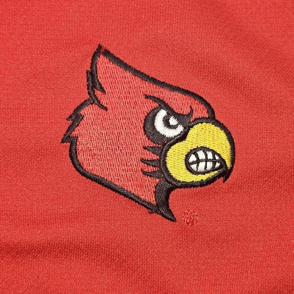 ADIDAS Louisville Cardinals Polo Shirt Large Red Black Climalite